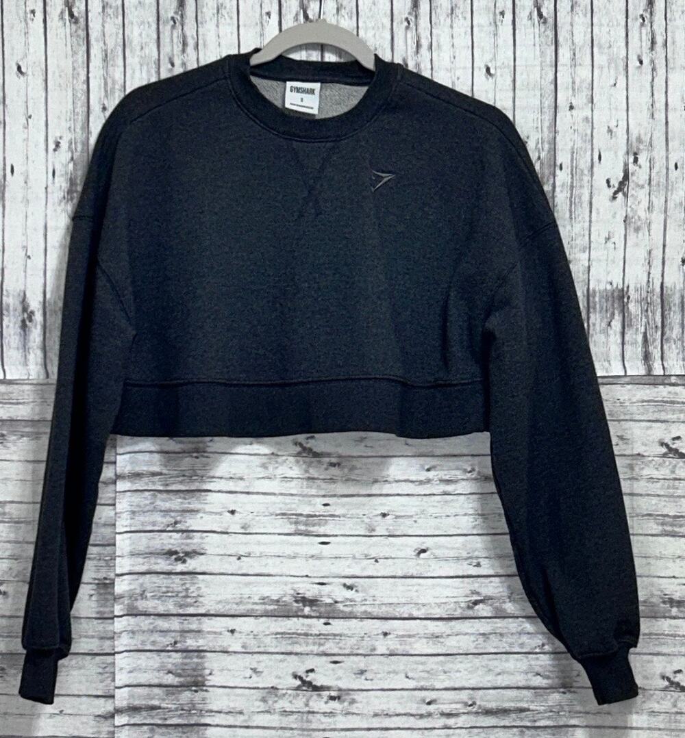 Gymshark sweatshirt dark grey crop long sleeve crew neck pullover Small